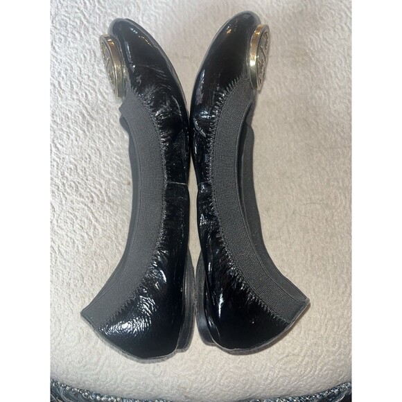 Tory Burch Caroline Black Patent Leather Ballet Shoes Loafers Size 5 Women - Picture 8 of 9